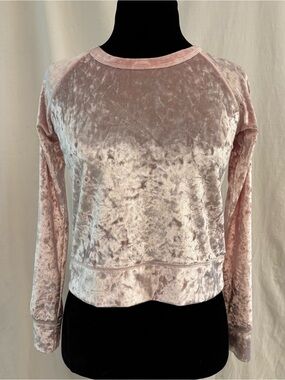22 Fresh Pink Crushed Velvet Top Soft Girl Y2K Balletcore Long Sleeve